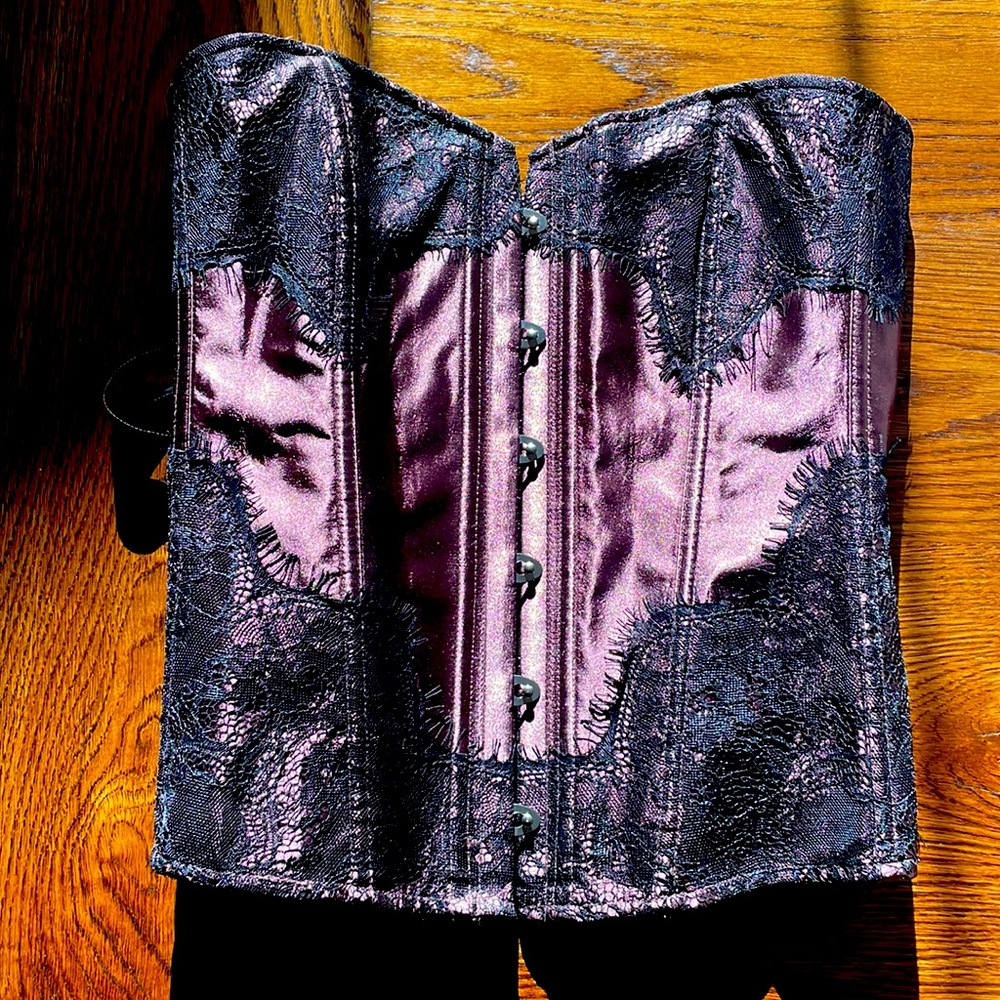 Plum and black lace Adore Me Corset